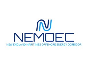 A logo with a large double-lined N, the acronym NEMOEC, and a subheader that reads New England - Maritimes Offshore Energy Corridor